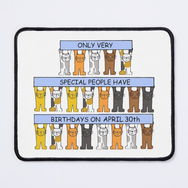Item preview, April 30th Birthday Cartoon Cats Holding Up Banners designed and sold by KateTaylor.