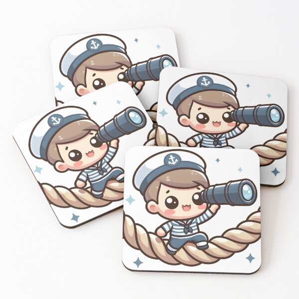 Item preview, Kawaii Sailor With A Telescope Climbing A Rope designed and sold by CanvasCutie.