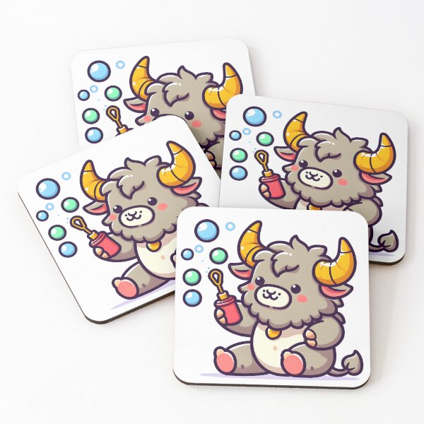 Item preview, Kawaii Delightful Minotaur With Bubble Wand Blowing Bubbles designed and sold by CanvasCutie.