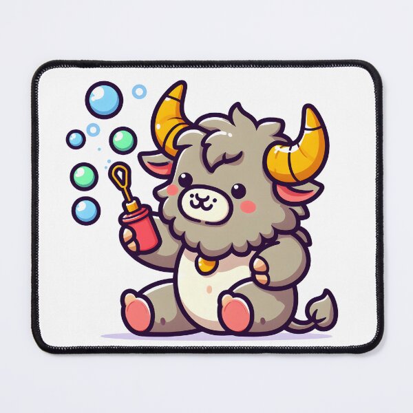Item preview, Kawaii Delightful Minotaur With Bubble Wand Blowing Bubbles designed and sold by CanvasCutie.