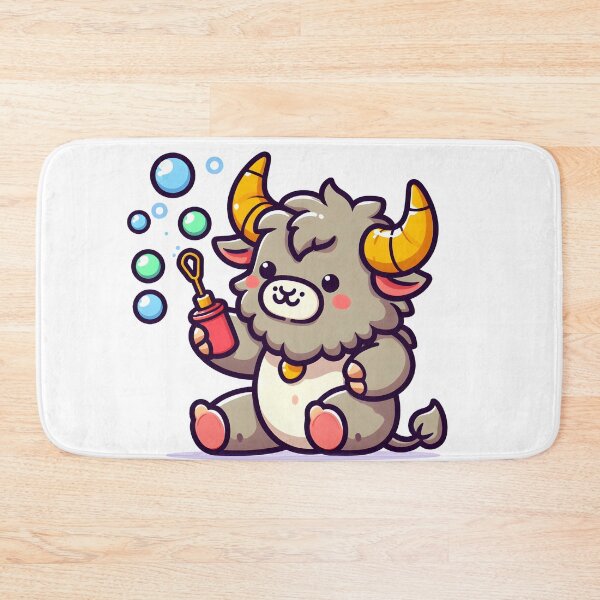Item preview, Kawaii Delightful Minotaur With Bubble Wand Blowing Bubbles designed and sold by CanvasCutie.