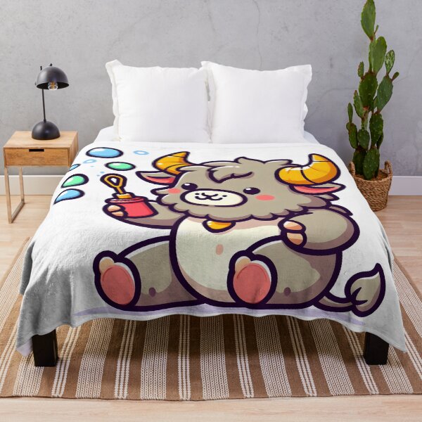 Item preview, Kawaii Delightful Minotaur With Bubble Wand Blowing Bubbles designed and sold by CanvasCutie.