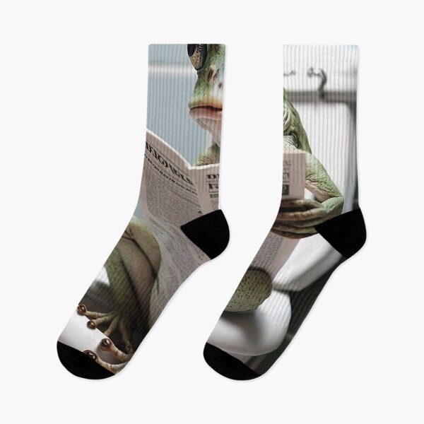 Item preview, Frog Sitting on the Toilet Reading a Newspaper designed and sold by RobertoGreen.