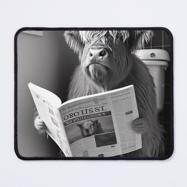 Item preview, Highland Cow Sitting on the Toilet Reading a Newspaper designed and sold by RobertoGreen.