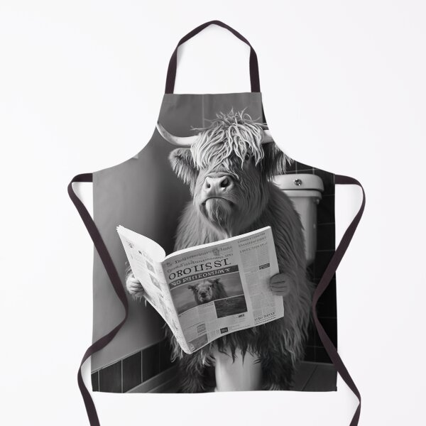 Item preview, Highland Cow Sitting on the Toilet Reading a Newspaper designed and sold by RobertoGreen.
