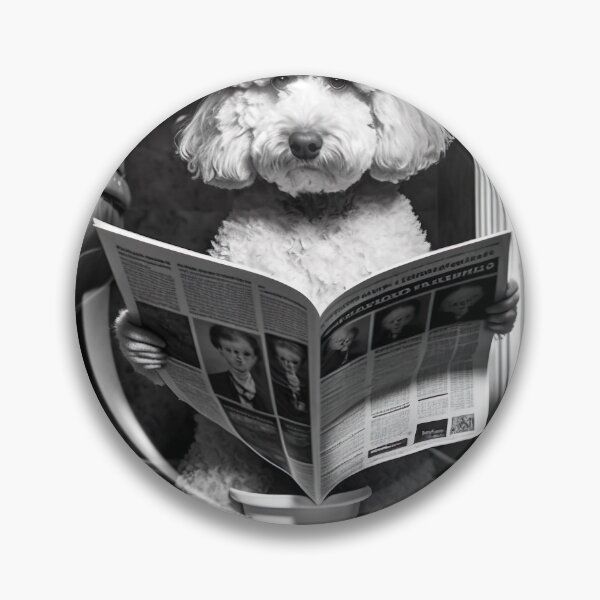 Item preview, Poodle Sitting on the Toilet Reading a Newspaper designed and sold by RobertoGreen.