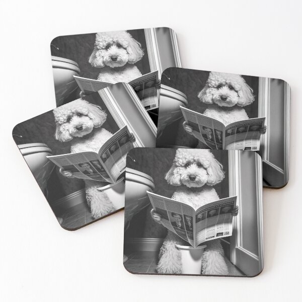 Item preview, Poodle Sitting on the Toilet Reading a Newspaper designed and sold by RobertoGreen.