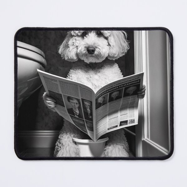 Item preview, Poodle Sitting on the Toilet Reading a Newspaper designed and sold by RobertoGreen.