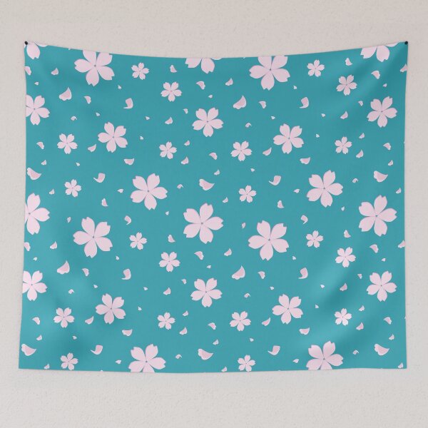Aperçu de l'œuvre Motif de fleurs de cerisier Sakura (bleu turquoise Asagi) créée et vendue par Hi-kari.