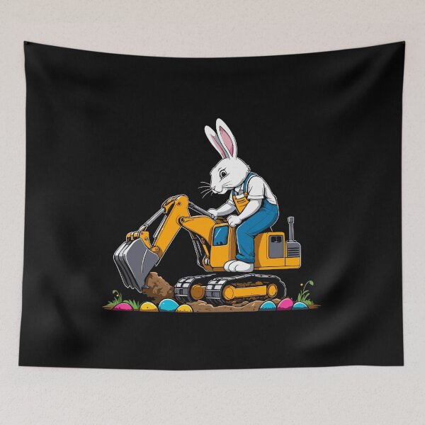 Item preview, Easter bunny excavator driver Easter eggs funny designed and sold by LuminOrb.