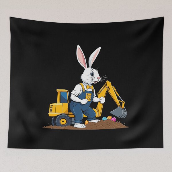 Item preview, Easter bunny excavator driver Easter eggs excavating funny designed and sold by LuminOrb.