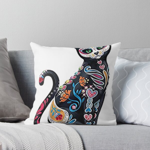 Aperçu de l'œuvre Crâne de sucre en mosaïque, jour du chat mort, vêtements d'art créée et vendue par ohVimaPs.
