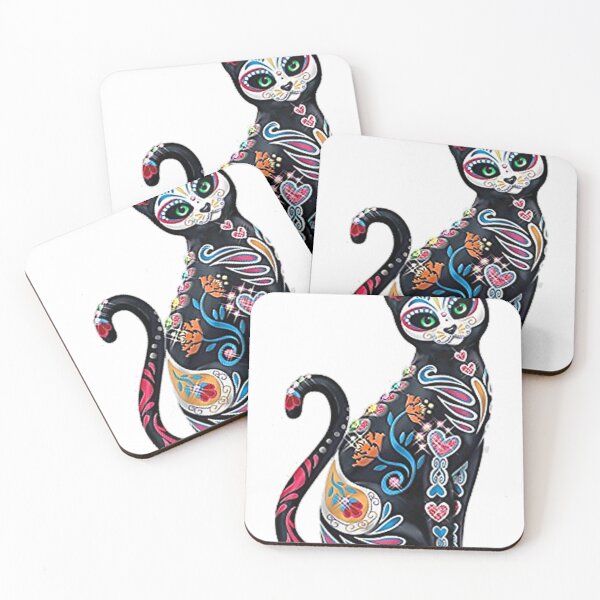 Item preview, Mosaic Sugar Skull Day Of He Dead Cat Art Apparel   designed and sold by ohVimaPs.