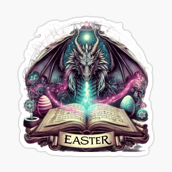 Item preview, dragon with book magic  Easter Funny animals designed and sold by Expressions-Sel.