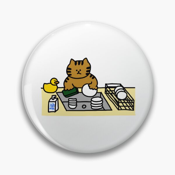 Artikelvorschau, eine Katze und eine Ente beim Geschirrspülen entworfen und verkauft von superbaechoo.