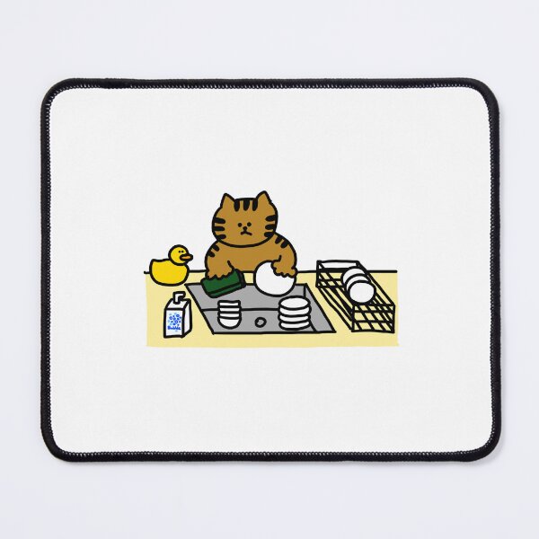 Item preview, a Cat and a Duck washing dishes designed and sold by superbaechoo.