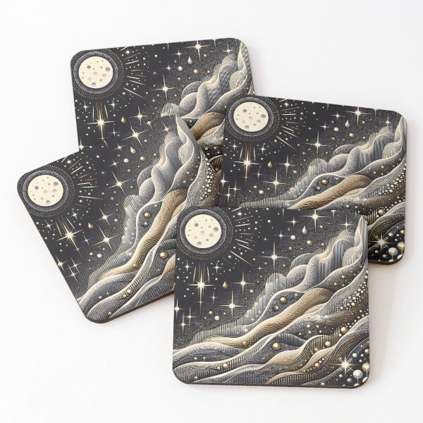 Item preview, Bejeweled Moon Landscape - Silver Gold designed and sold by SilverPegasus.