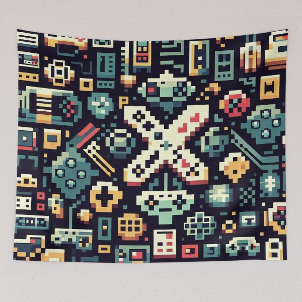 Item preview, Pixelated Nostalgia Captured in a Tapestry of Gaming designed and sold by ArtComixHaven.