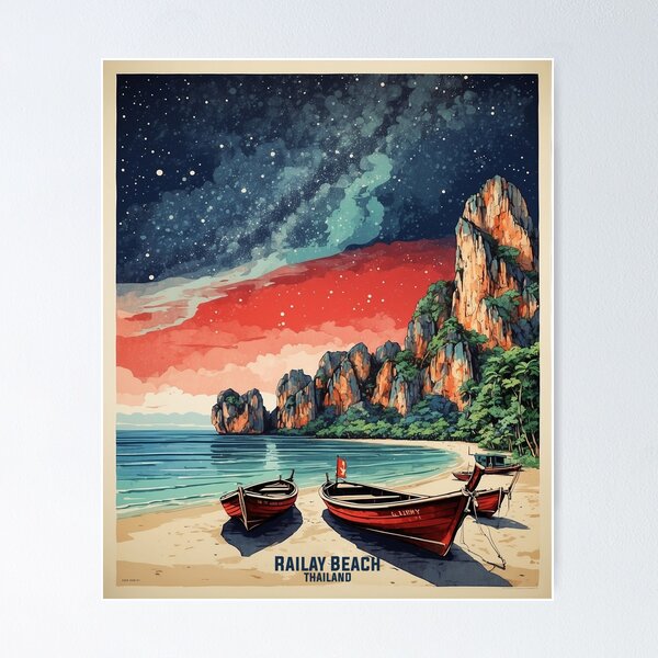 Item preview, Railay Beach Thailand Starry Night Vintage Tourism  designed and sold by TravelersGems.