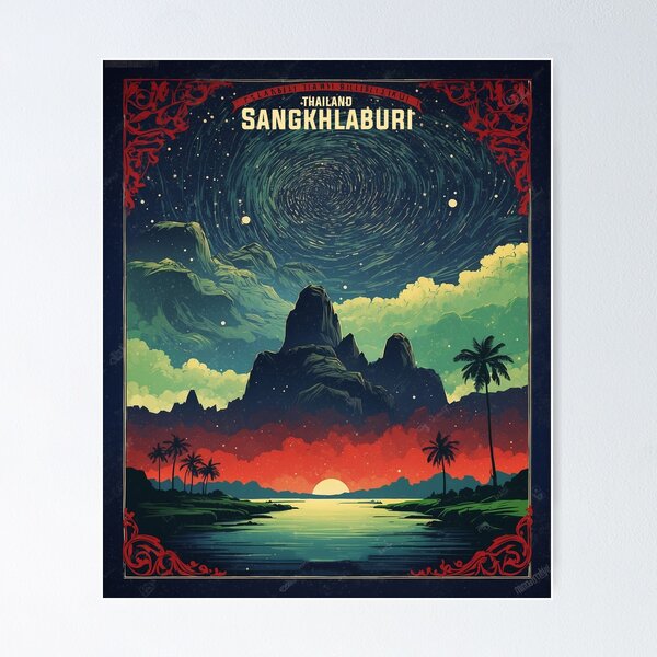 Item preview, Sangkhlaburi Thailand Starry Night Vintage Tourism  designed and sold by TravelersGems.