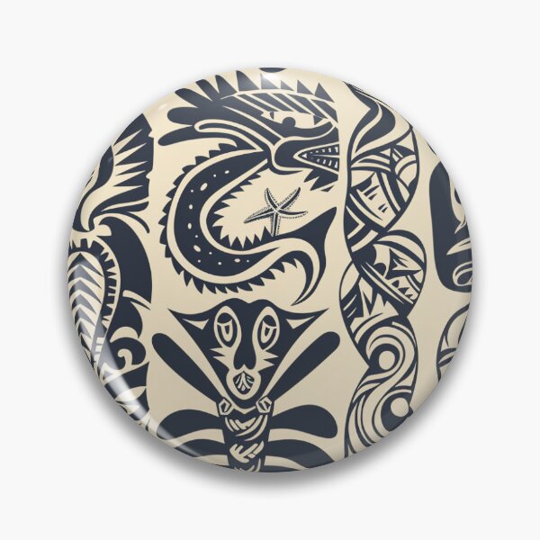 Item preview, Tribal Kanak line seamless ornament of images of sea animals - 2 designed and sold by me-Midbar.
