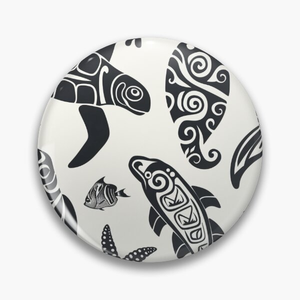 Item preview, Tribal Kanak line seamless ornament of images of sea animals - 3 designed and sold by me-Midbar.