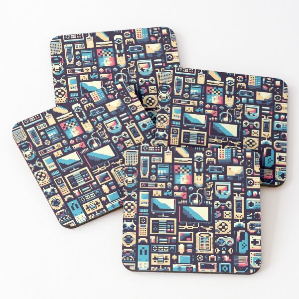 Item preview, A Pixelated Collage of Retro Gadgets and Digital Fun designed and sold by ArtComixHaven.