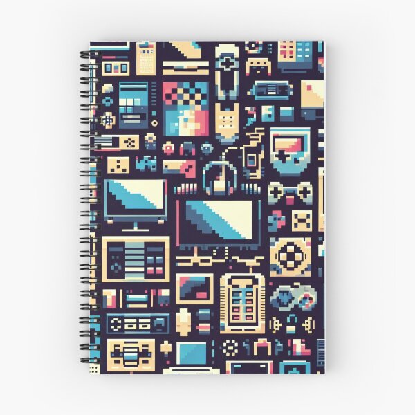 Item preview, A Pixelated Collage of Retro Gadgets and Digital Fun designed and sold by ArtComixHaven.