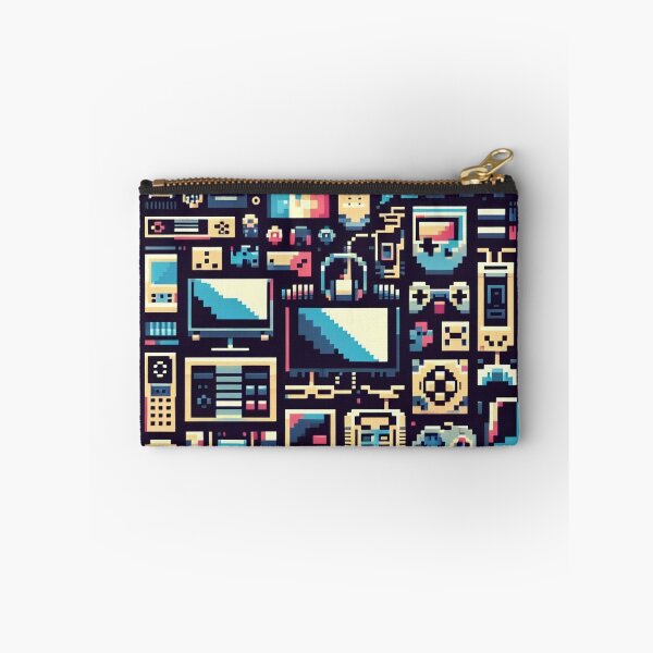 Item preview, A Pixelated Collage of Retro Gadgets and Digital Fun designed and sold by ArtComixHaven.