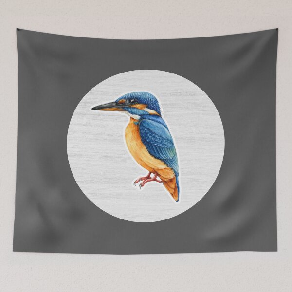 Item preview, Kingfisher Watercolor Drawing designed and sold by LivingColorful.