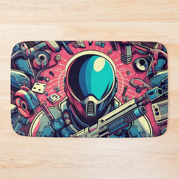 Item preview, Cyber Warrior Amidst a Battlefield of Technological Relics designed and sold by ArtComixHaven.