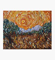 Trees, Yellow Sky And Sun Inspired By Vincent Van Gogh's Paintin Photographic Print