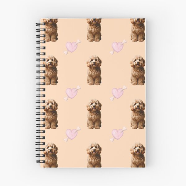 Item preview, Apricot Cockapoo Dog Print Pattern with Pink Hearts designed and sold by CritterManiaUK.