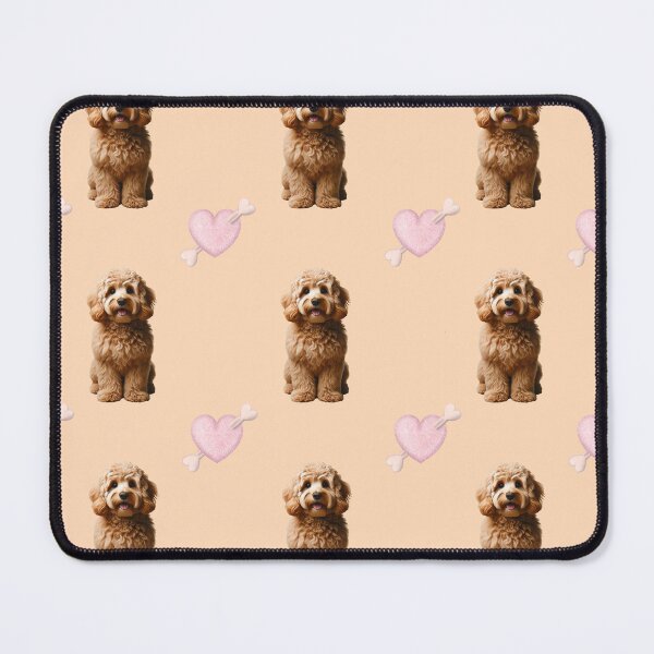 Item preview, Apricot Cockapoo Dog Print Pattern with Pink Hearts designed and sold by CritterManiaUK.