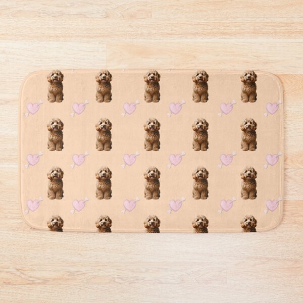 Item preview, Apricot Cockapoo Dog Print Pattern with Pink Hearts designed and sold by CritterManiaUK.