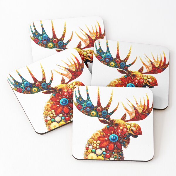 Item preview, Magnificent Moose Head in Gold and Blue designed and sold by FOLK ART FUSION by heidiannemorris.