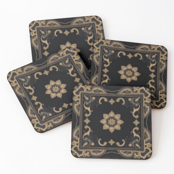 Item preview, RogerPattern - "Golden Elegance: Bandana-Inspired Print on Black" designed and sold by RogerPattern.