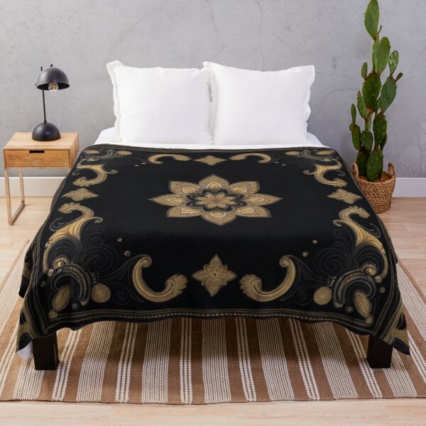 Item preview, RogerPattern - "Golden Elegance: Bandana-Inspired Print on Black" designed and sold by RogerPattern.