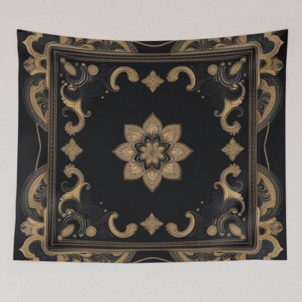 Item preview, RogerPattern - "Golden Elegance: Bandana-Inspired Print on Black" designed and sold by RogerPattern.