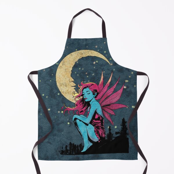 Item preview, Enchanting moonlight scene with a fairy sitting atop a cliff against a crescent moon designed and sold by SimoesArtistry.