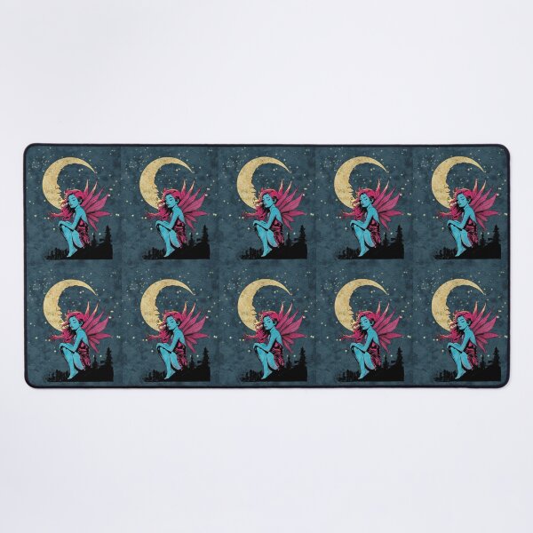 Item preview, Enchanting moonlight scene with a fairy sitting atop a cliff against a crescent moon designed and sold by SimoesArtistry.