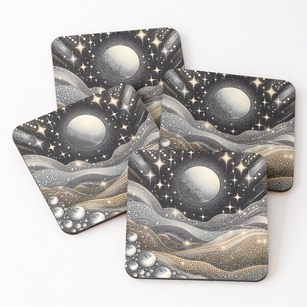 Item preview, Dazzling Moon Landscape - Silver Gold designed and sold by SilverPegasus.
