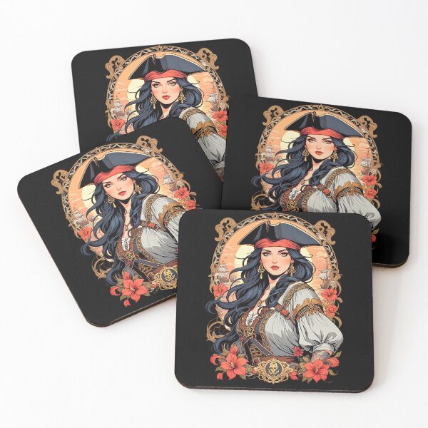 Item preview, Mary Read female pirate retro vintage floral design designed and sold by BorgSpareParts.