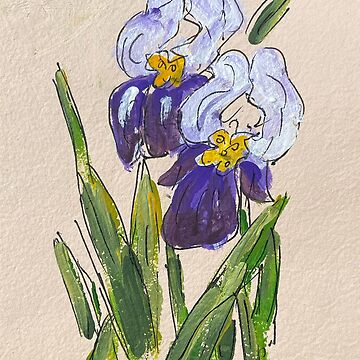 Artwork thumbnail, Purple Irises - Original Artwork on Handmade paper by Karen  Espig