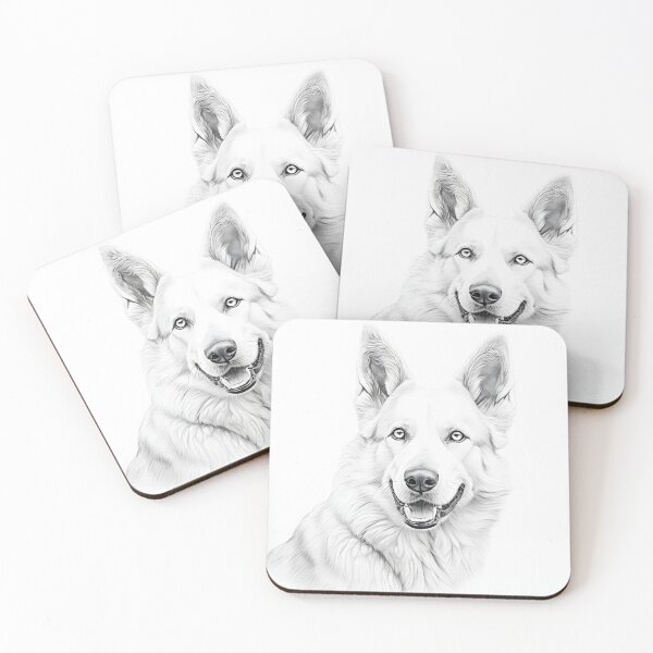 Item preview, Black and white German Shepherd pencil drawing designed and sold by Pencil-Art.