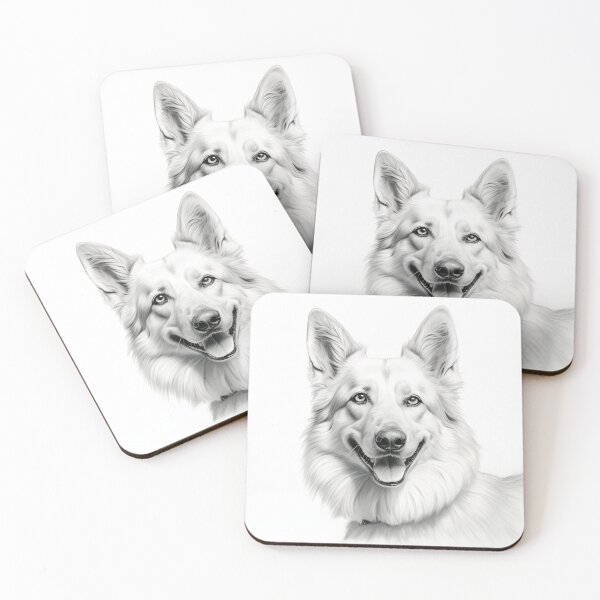 Item preview, Black and white German Shepherd pencil drawing designed and sold by Pencil-Art.