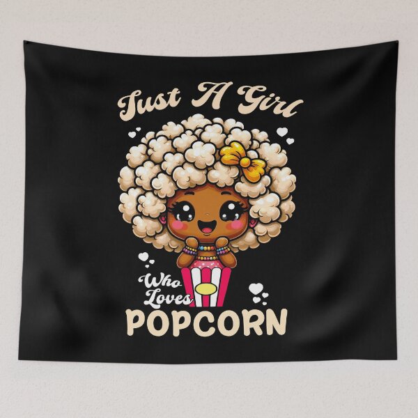 Item preview, Just a Girl Who Loves Popcorn Funny Afro Women Popcorn Lover Gift designed and sold by JUSTBEELEGANT.