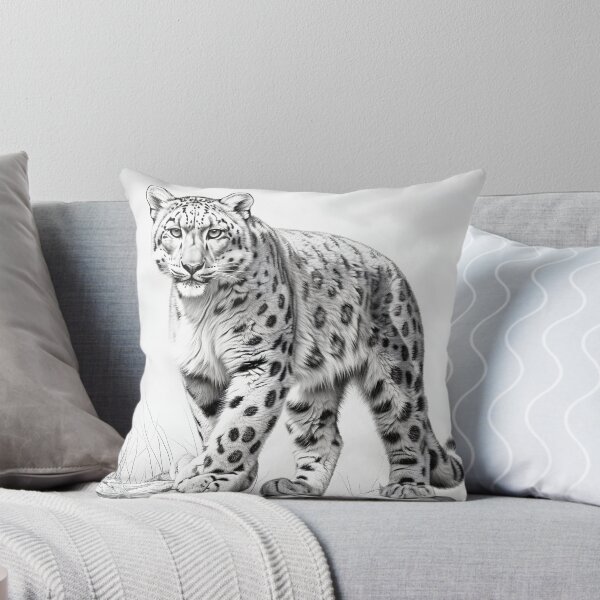 Item preview, Black and White Snow Leopard pencil drawing designed and sold by Pencil-Art.