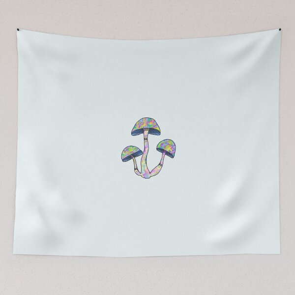 Item preview, Triples cute holographic mushrooms white background designed and sold by blackygoldcat.