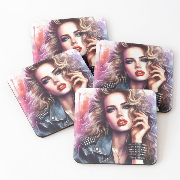 Item preview, 80s Watercolor portrait woman, Rock And Roll Lifestyle, rock and roll concert,beatiful woman.  designed and sold by FreeWorldDesign.